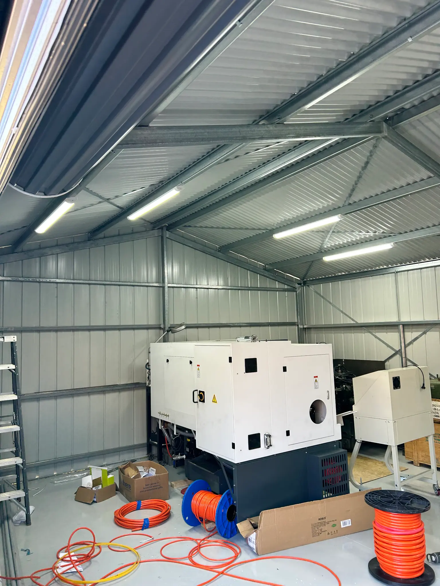 Professional new workshop shed with electrical infrastructure